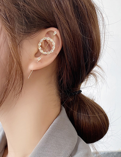 Fashion Circle Zircon Micro-inlaid Zircon Geometric Copper And Pierced Earrings