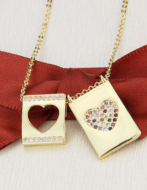 Fashion Gilded Square Hollow Diamond Love Necklace