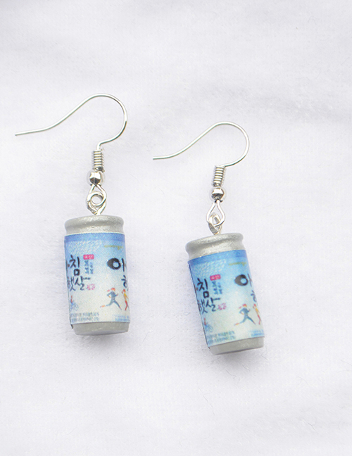 Fashion Blue Juice Drink Cans Hand-made Simulated Drink Earrings