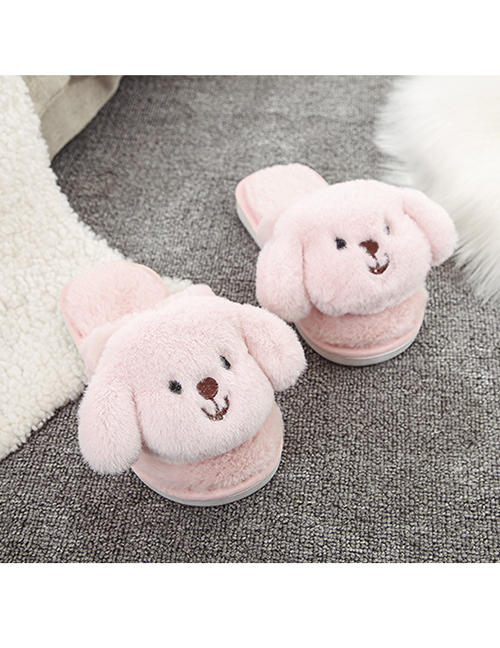 Fashion Pink Puppies Baotou Childrens Cotton Slippers