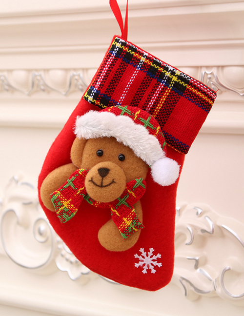 Fashion Bear Santa Elk Bear Christmas Stocking