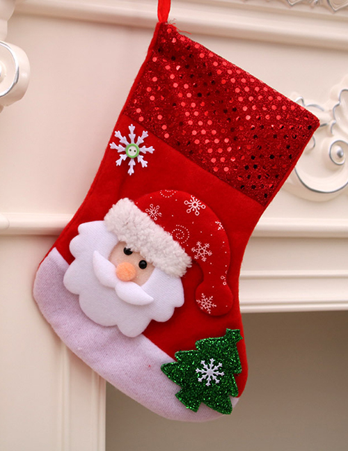 Fashion Sequined Medium Socks (old Man) Christmas Old Man Snowman Bear Christmas Stocking