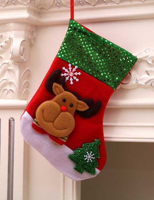 Fashion Sequined Medium Socks (deer Style Christmas Old Man Snowman Bear Christmas Stocking