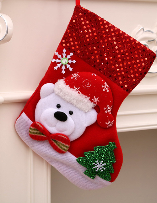 Fashion Sequined Medium Socks (bear) Christmas Old Man Snowman Bear Christmas Stocking