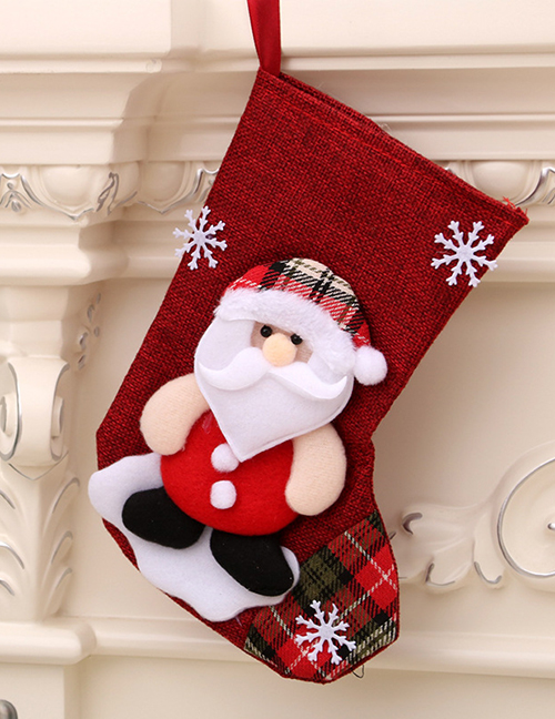 Fashion Linen Medium Socks (elderly) Christmas Old Man Snowman Bear Christmas Stocking