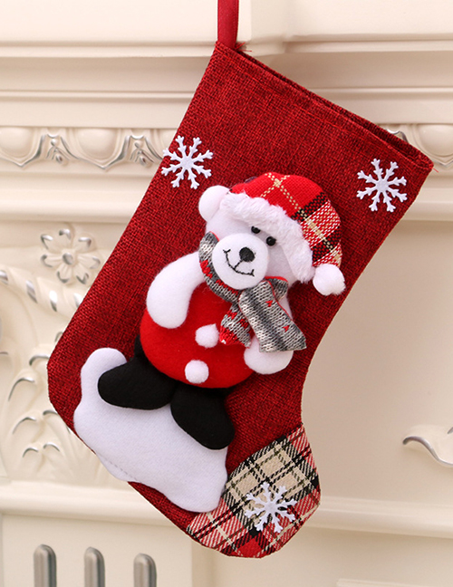 Fashion Linen Medium Socks (bear) Christmas Old Man Snowman Bear Christmas Stocking