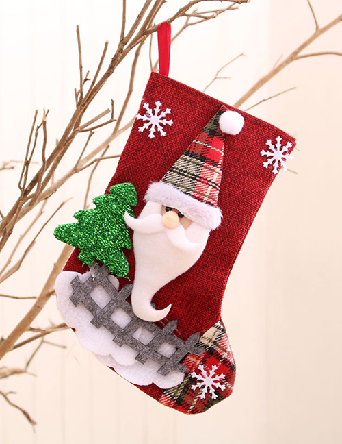 Fashion Burlap Fence Hoop (old Man) Christmas Old Man Snowman Bear Christmas Stocking