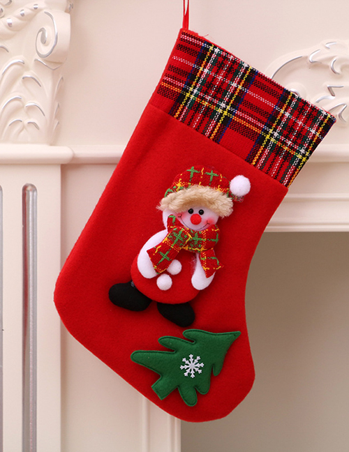 Fashion Red Large Socks (snowman) Christmas Old Man Snowman Bear Christmas Stocking