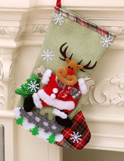Fashion Linen Large Socks (deer) Christmas Old Man Snowman Bear Christmas Stocking