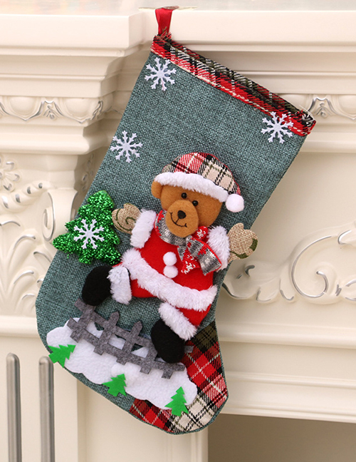 Fashion Linen Large Socks (bear) Christmas Old Man Snowman Bear Christmas Stocking