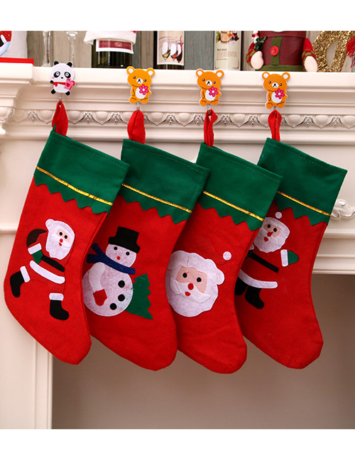 Fashion Green Side Socks (random Pattern) Christmas Applique Old Man Snowman Christmas Stocking
