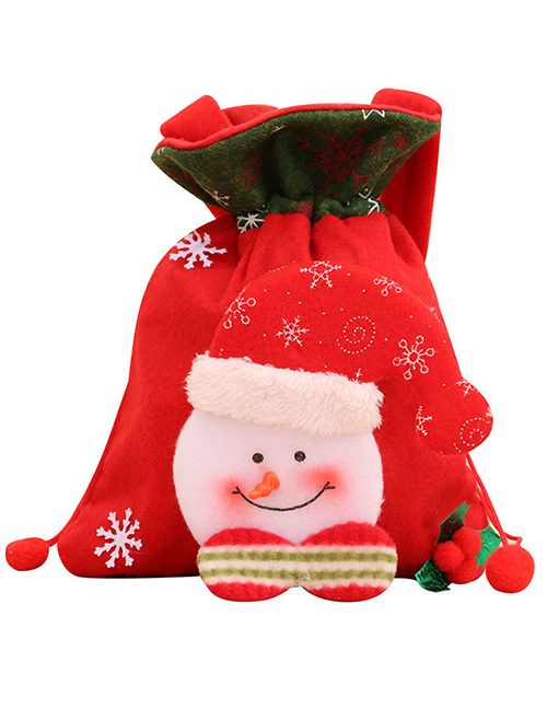 Fashion Snowman Christmas Childrens Three-dimensional Printing Portable Storage Pocket