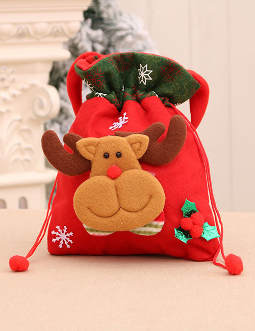 Fashion Deer Christmas Childrens Three-dimensional Printing Portable Storage Pocket