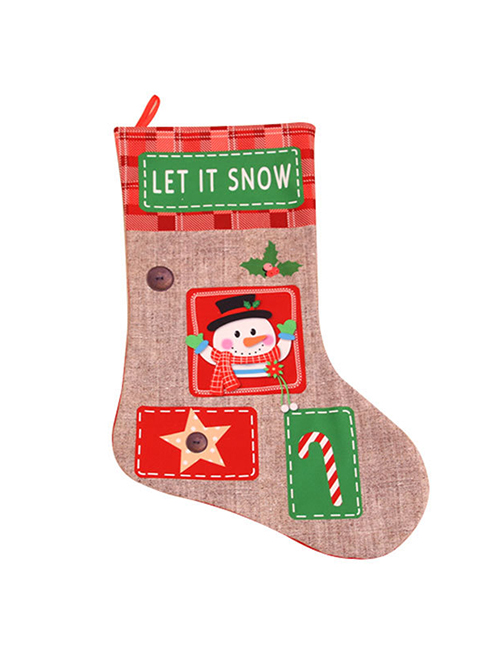 Fashion Snowman Christmas Extra Large Linen Letter Print Christmas Stocking