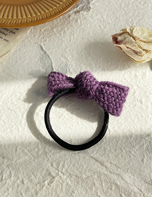 Fashion Purple Bowknot Solid Color Wool Knitted Hair Rope