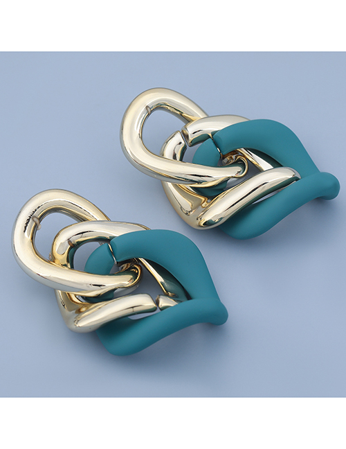 Fashion Green Resin Geometric Chain Earrings