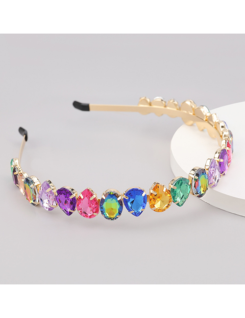 Fashion Color Alloy Diamond-studded Oval Drop-shaped Full Diamond Headband