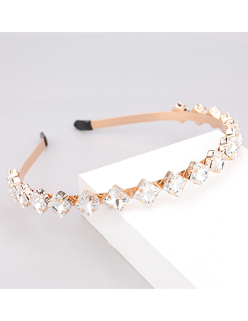 Fashion White Alloy Diamond-studded Geometric Headband