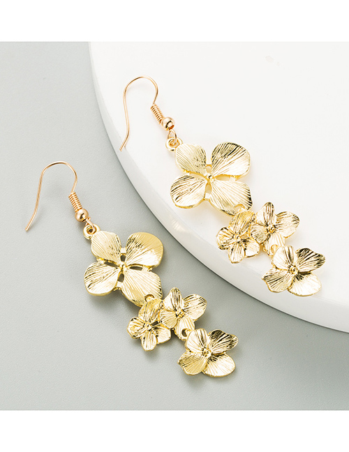 Fashion Golden Flower Tassel Alloy Plating Earrings
