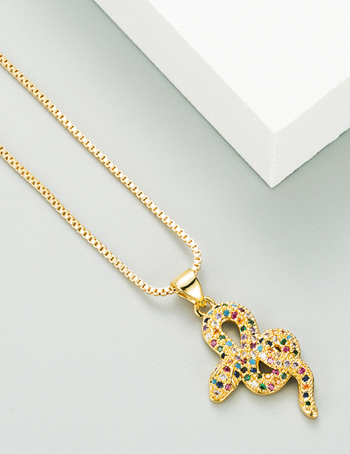 Fashion Golden Snake-shaped Pendant Necklace With Copper And Zircon