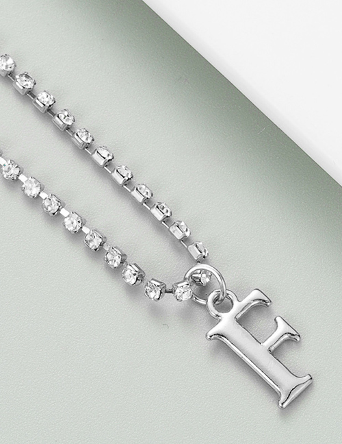 Fashion F Silver Alloy Claw Chain With Diamond Letter Pendant Necklace
