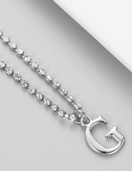 Fashion G Silver Alloy Claw Chain With Diamond Letter Pendant Necklace