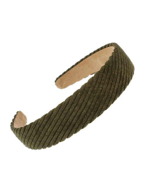 Fashion Armygreen Corduroy Striped Headband