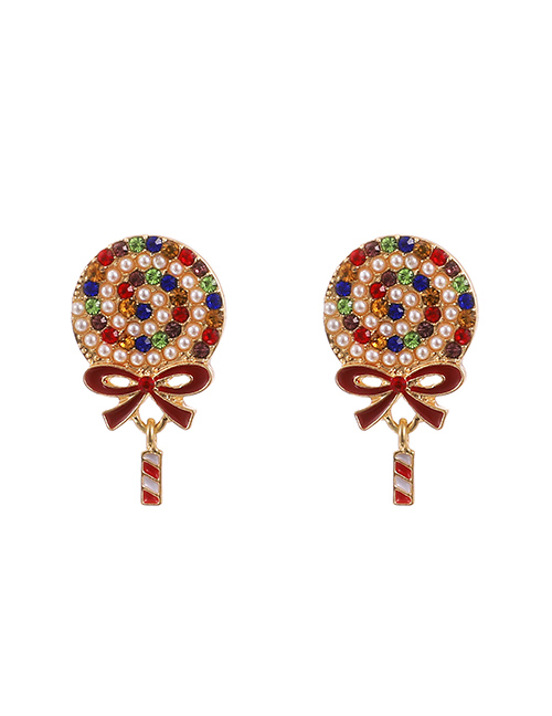Fashion Color Alloy Diamond Lollipop Earrings