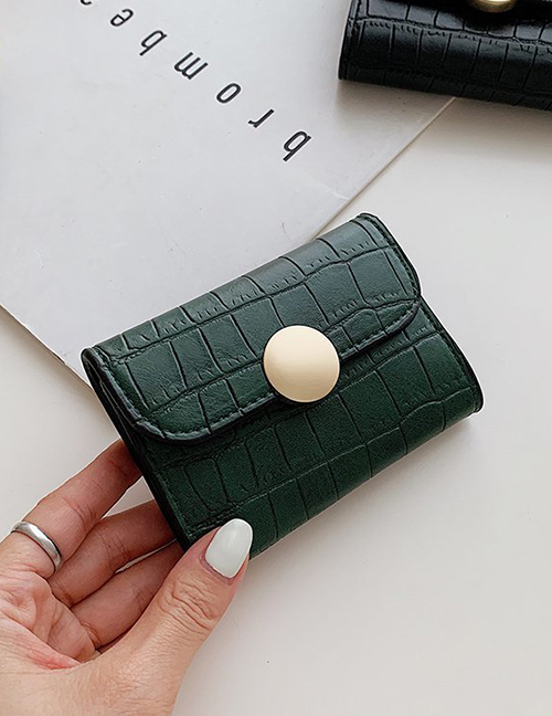 Fashion Green Stone Pattern Flap Lock Short Wallet