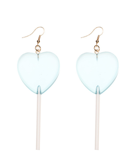 Fashion Blue Love Lollipop Alloy Resin Earrings