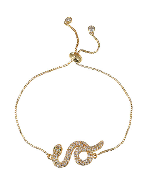 Fashion Gold Color Copper Inlaid Zircon Serpentine Chain Bracelet