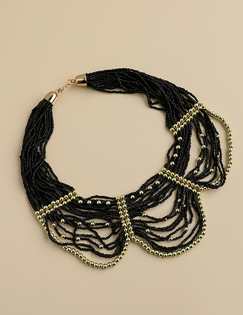Fashion Black Resin Beaded Necklace