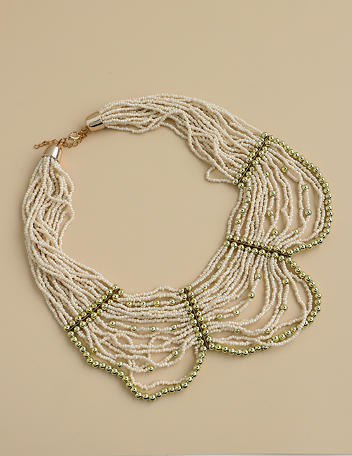 Fashion Creamy-white Resin Beaded Necklace