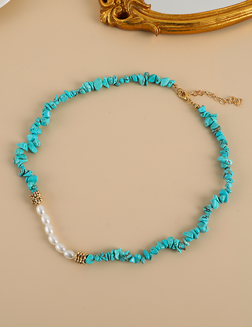 Fashion Blue Natural Stone Pearl Necklace