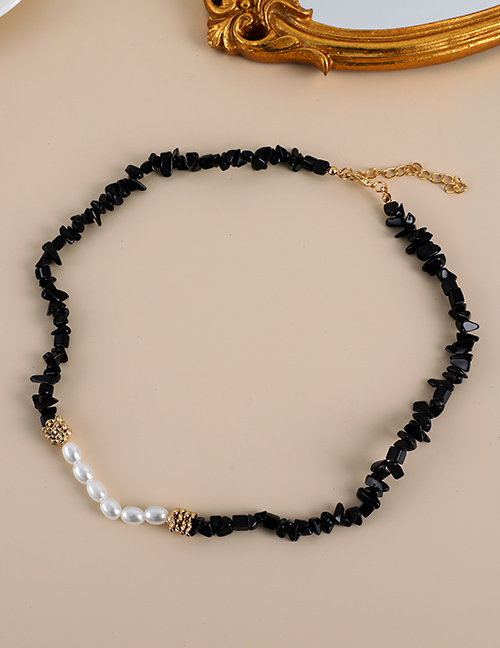 Fashion Black Natural Stone Pearl Necklace