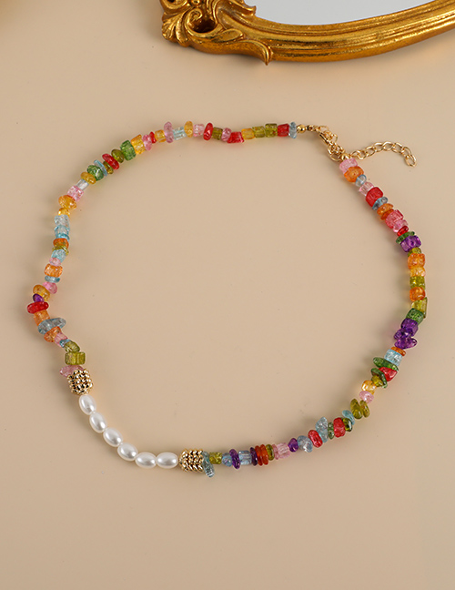Fashion Transparent Color Natural Stone Pearl Necklace