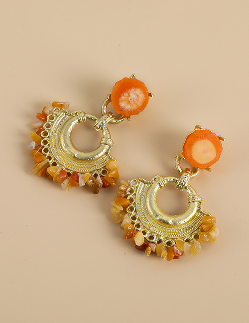Fashion Orange Alloy Resin Geometric Shape Earrings