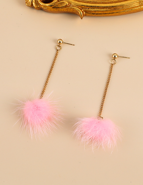 Fashion Pink Alloy Plush Ear Studs
