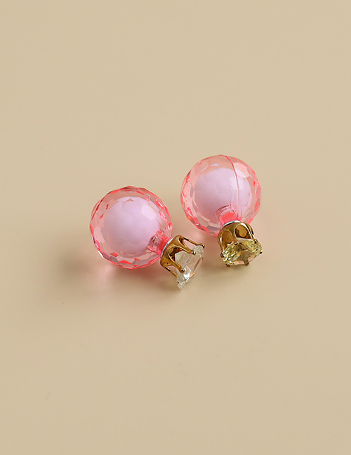 Fashion Pink Alloy Resin Pearl Flower Earrings