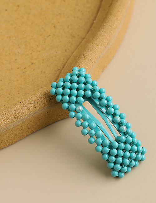 Fashion Blue Alloy Resin Rectangular Bead Hairpin
