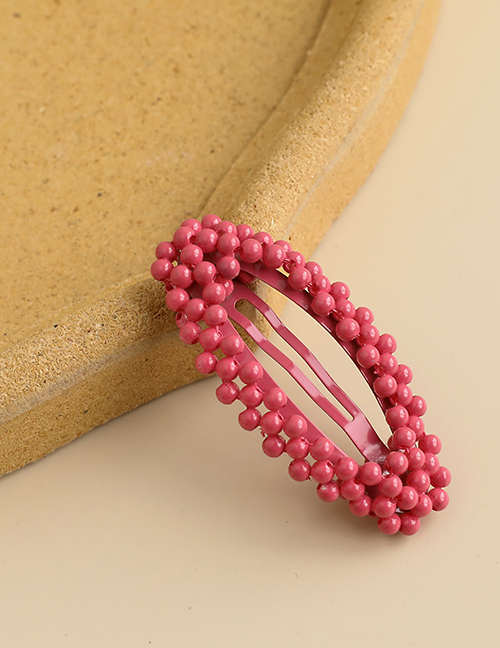 Fashion Rose Red Alloy Resin Oval Bead Hairpin