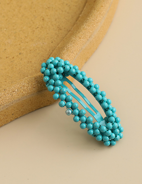 Fashion Blue Alloy Resin Oval Bead Hairpin