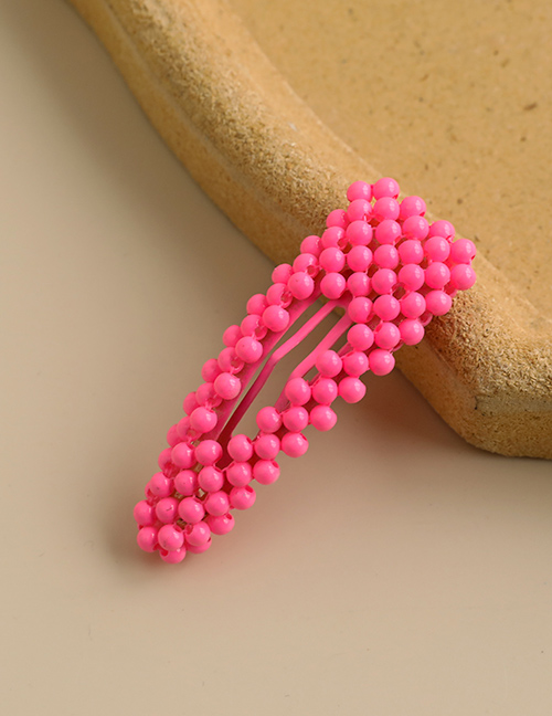 Fashion Rose Red Alloy Resin Beads Hollow Triangle Hairpin