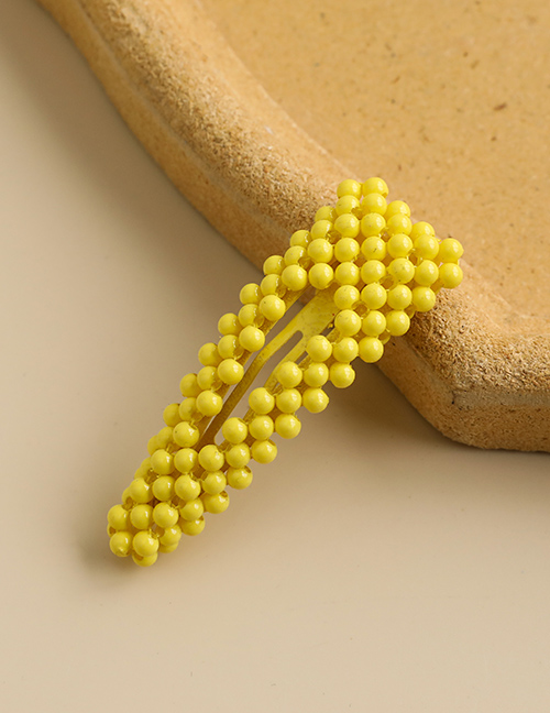 Fashion Yellow Alloy Resin Beads Hollow Triangle Hairpin