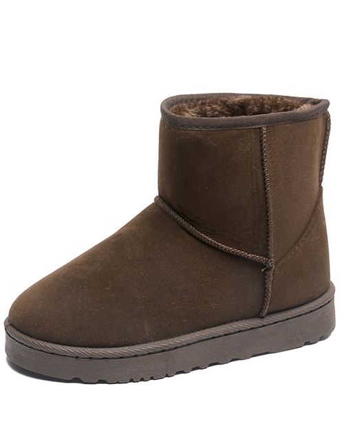 Fashion Brown Anti-slip Mid-step Thickened And Velvet Snow Boots