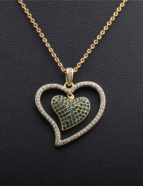Fashion Love O Child Chain Gold Micro Inlaid Zircon Heart Hollow Necklace
