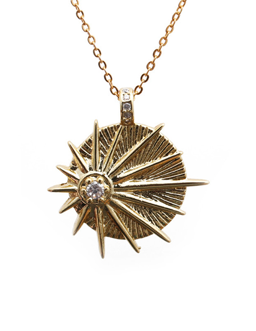 Fashion Devils Eye O Child Chain Gold Micro Inlaid Zircon Moon Star Round Necklace