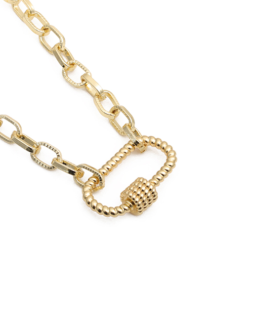 Fashion 60mm Chain+c Gold-plated Copper Necklace With Micro-inlaid Zircons