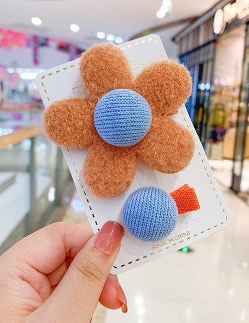 Fashion Caramel Flower [2-piece Set] Flower Plush Alloy Hit Color Children Hairpin