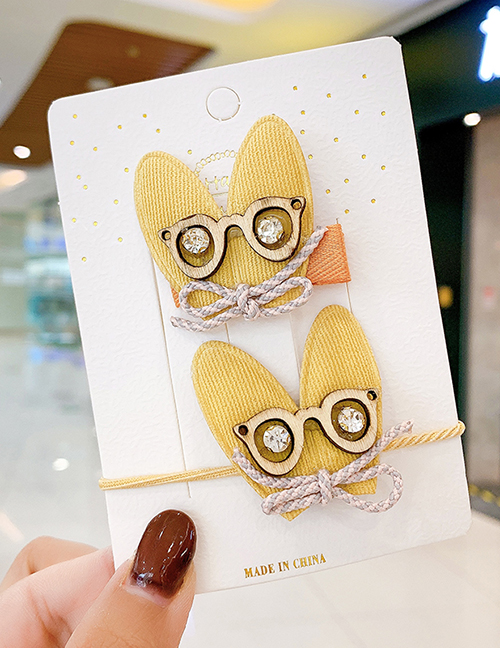 Fashion Yellow Glasses Animal Color Contrast Fabric Alloy Childrens Hairpin Hair Rope